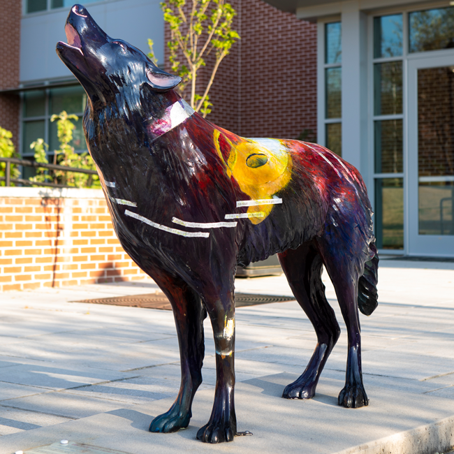 Photography of wolf statue on 博彩平台推荐 campus